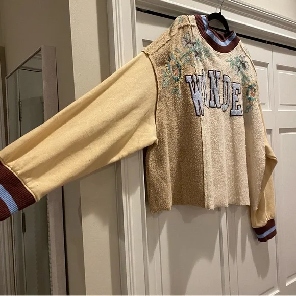 Free People Bali Day Dreams Wander Beaded Patchwork Crew Pullover Sweatshirt | M - Picture 6 of 9